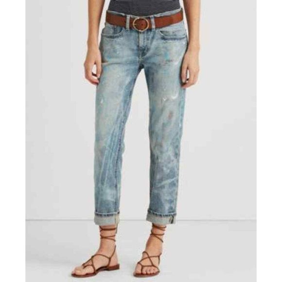 Lauren Ralph Lauren Black Label Denim - Lauren Ralph Lauren Relaxed Tapered Paint Splatter Jeans
